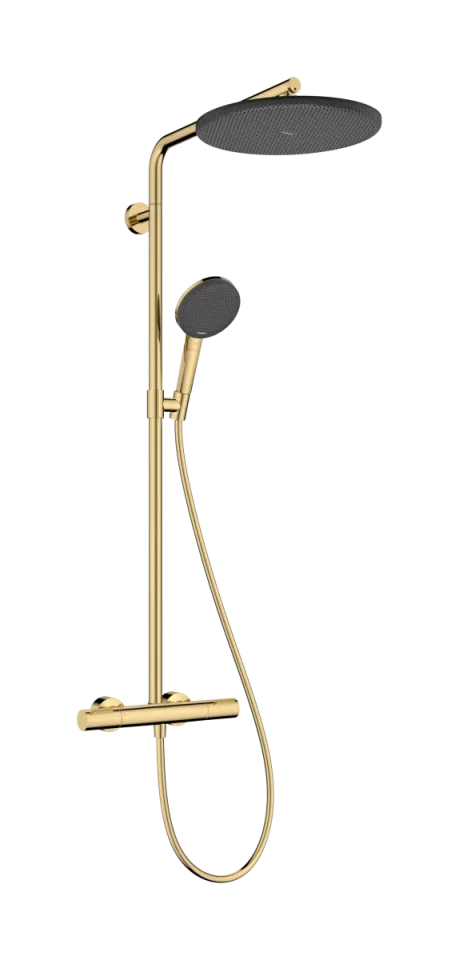 Hansgrohe Raindance Alive S Puro Showerpipes With Thermostatic Mixer 1170 X 350 X 180mm Gold - Polished product image - Image 1