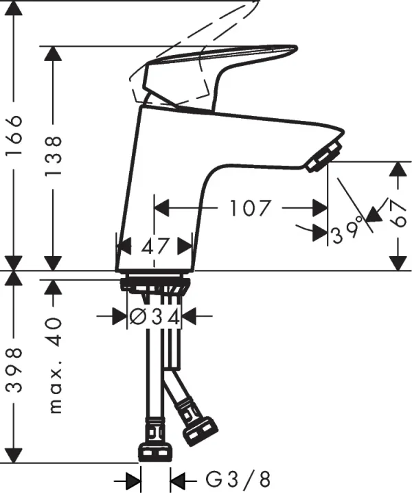Hansgrohe Logis Manual Mixers 355 X 180 X 75mm Chrome detail view - Image 3