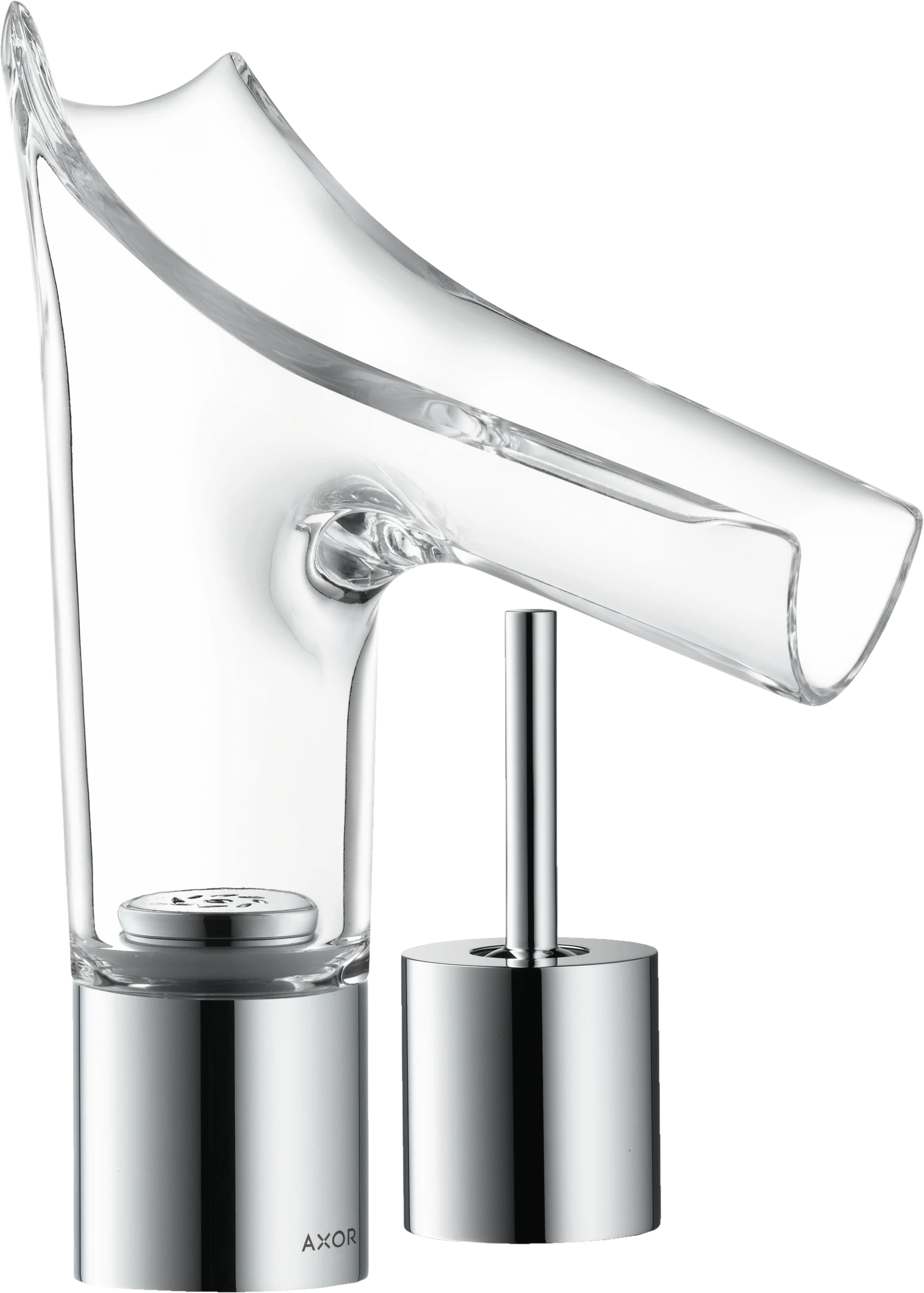 Axor Starck V 2-hole Basin Mixer 110 With Glass Spout Without Waste Chrome