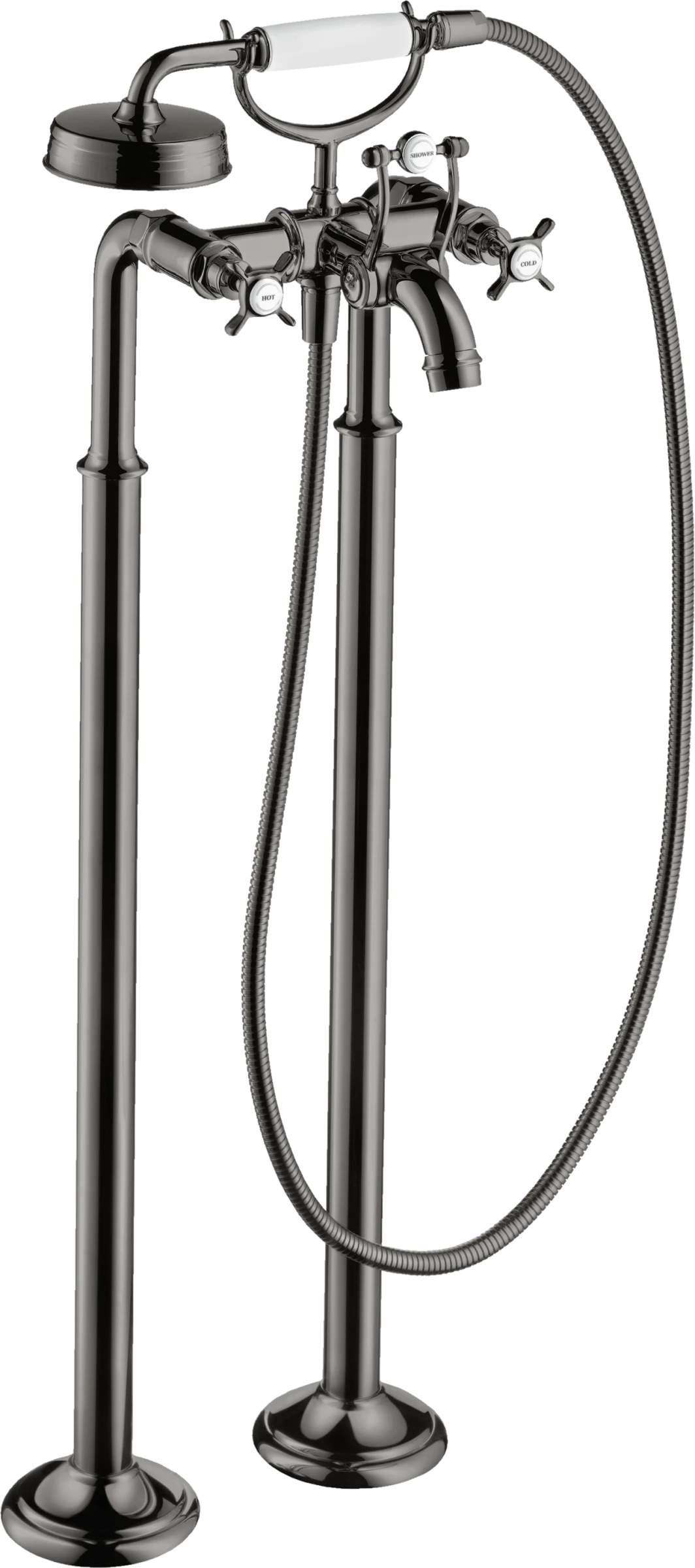 Axor Montreux 2-handle Manual Bath Mixer Floor-standing With Cross Handles Polished Black Chrome