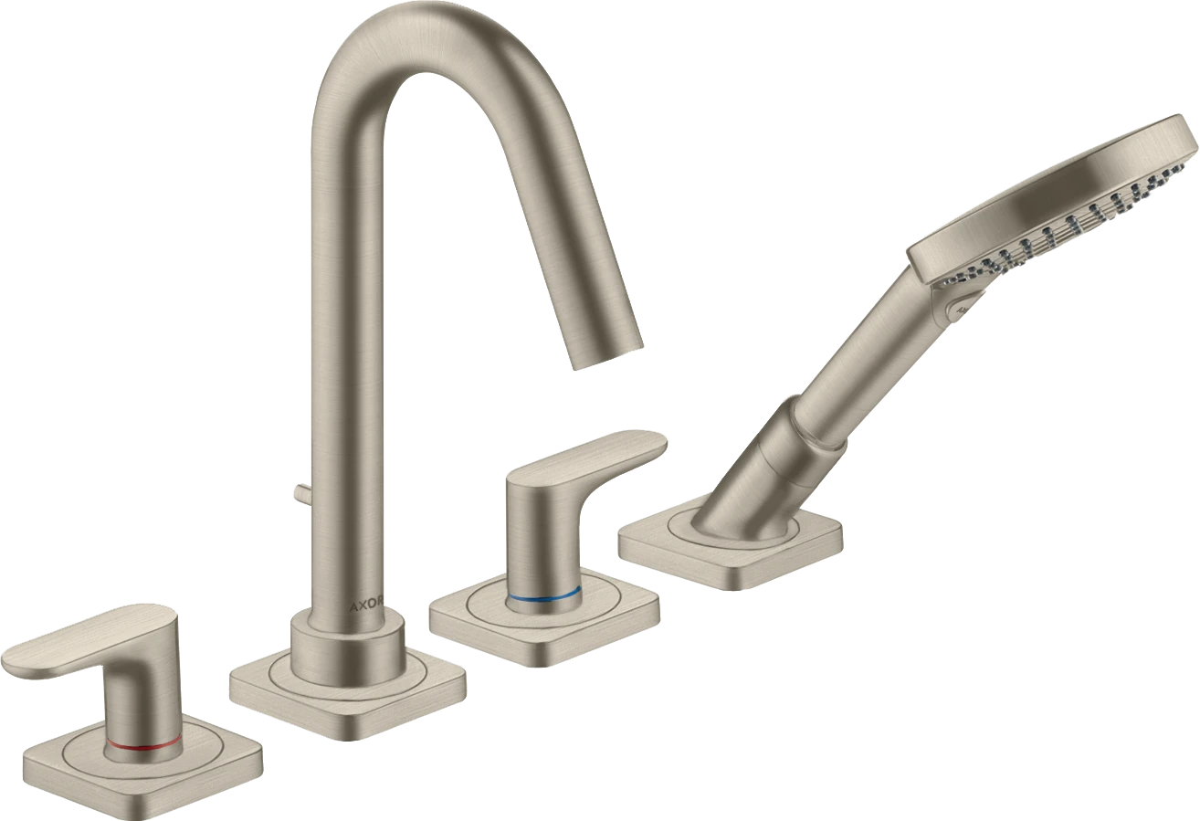 Axor Citterio M 4-hole Rim-mounted Bath Mixer With Lever Handles And Escutcheons Brushed Nickel