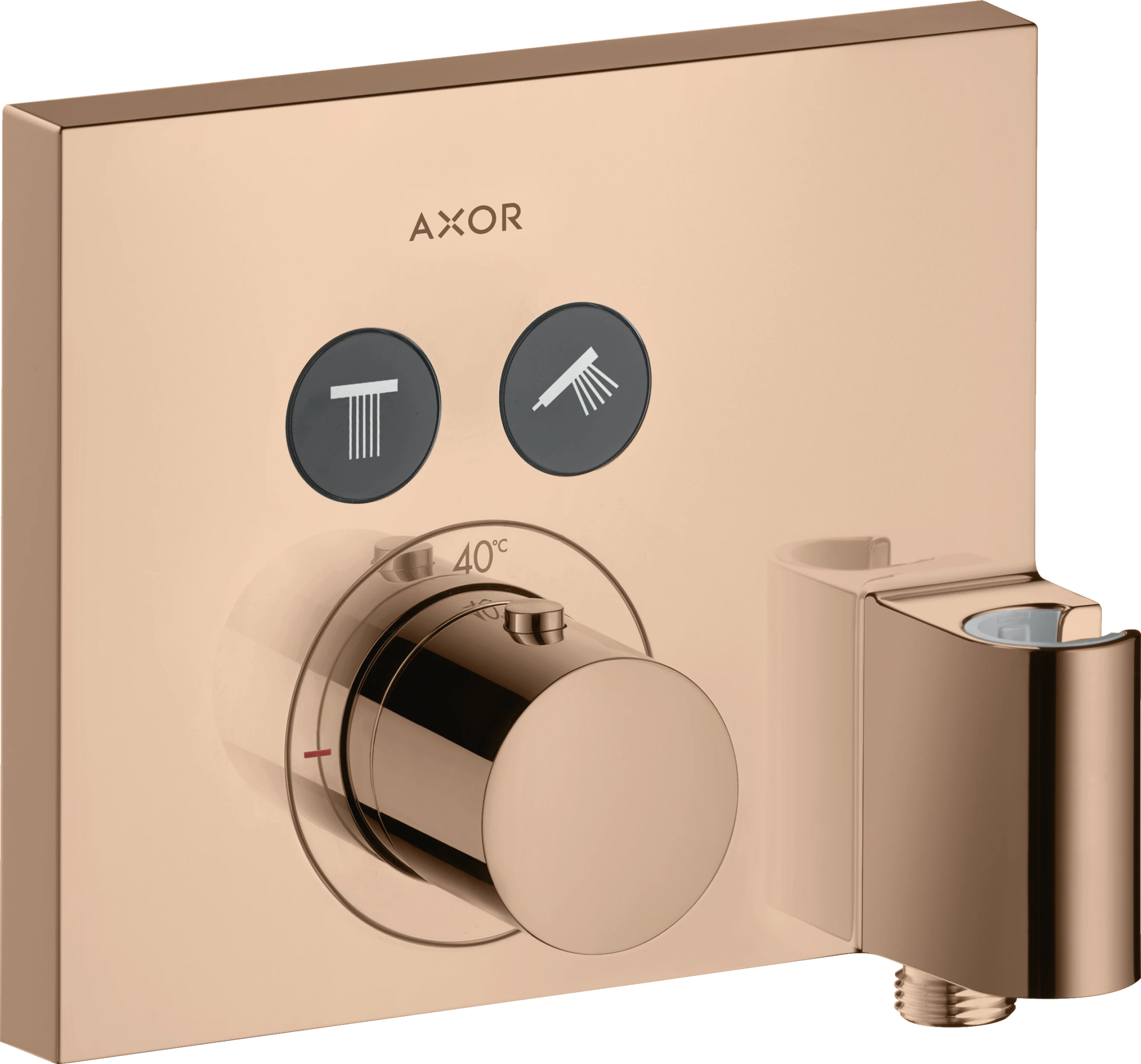 Axor Showerselect Thermostatic Mixer Square For Concealed Installation For 2 Outlets With Wall Outlet And Shower Holder Polished Red Gold