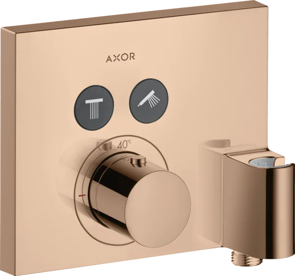 Axor Showerselect Thermostatic Mixer Square For Concealed Installation For 2 Outlets With Wall Outlet And Shower Holder Polished Red Gold