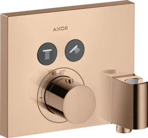 Axor Showerselect Thermostatic Mixer Square For Concealed Installation For 2 Outlets With Wall Outlet And Shower Holder Polished Red Gold