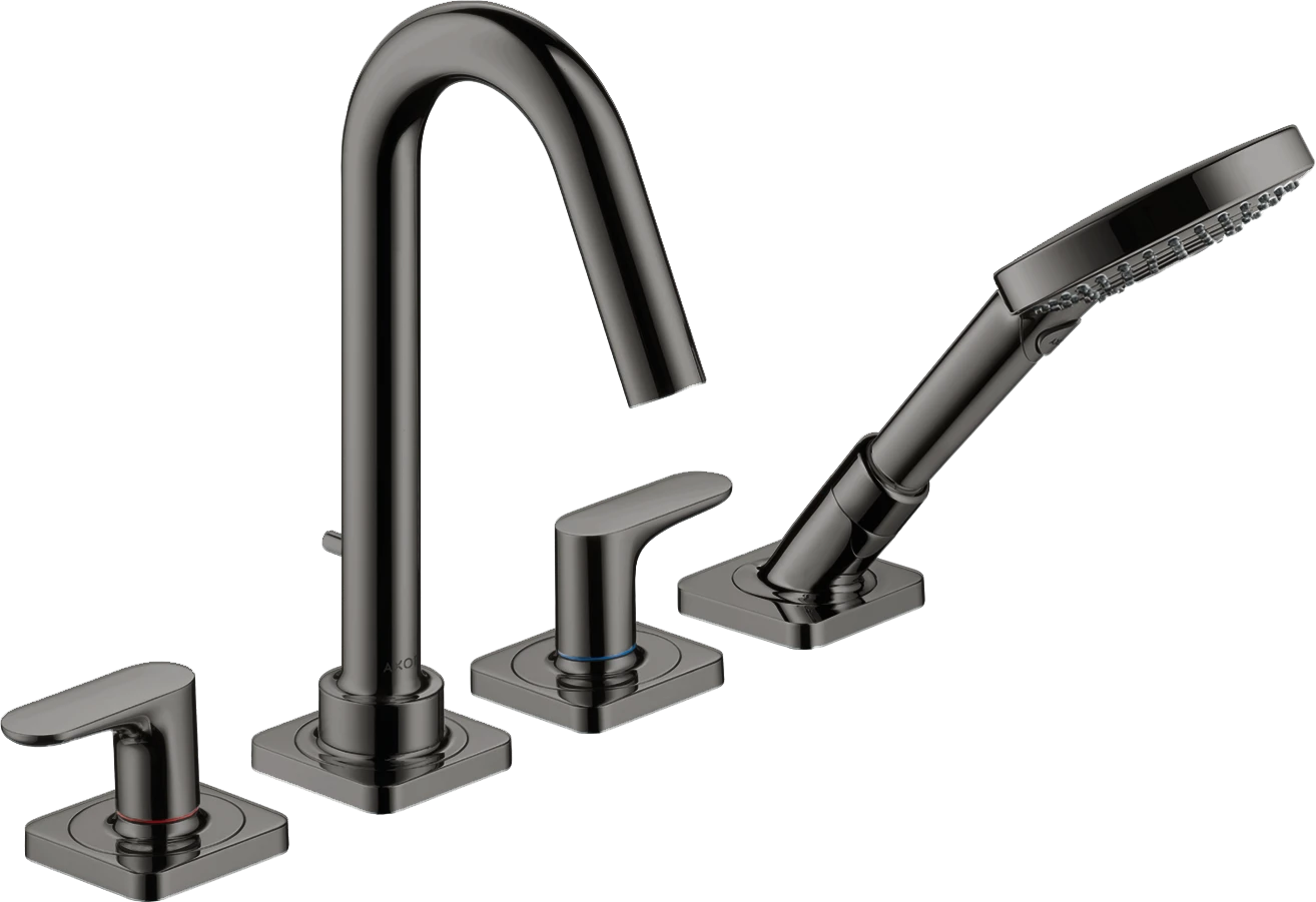 Axor Citterio M 4-hole Rim-mounted Bath Mixer With Lever Handles And Escutcheons Polished Black Chrome