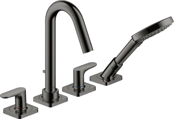 Axor Citterio M 4-hole Rim-mounted Bath Mixer With Lever Handles And Escutcheons Polished Black Chrome