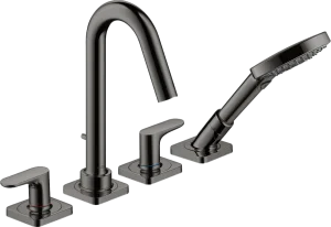 Axor Citterio M 4-hole Rim-mounted Bath Mixer With Lever Handles And Escutcheons Polished Black Chrome