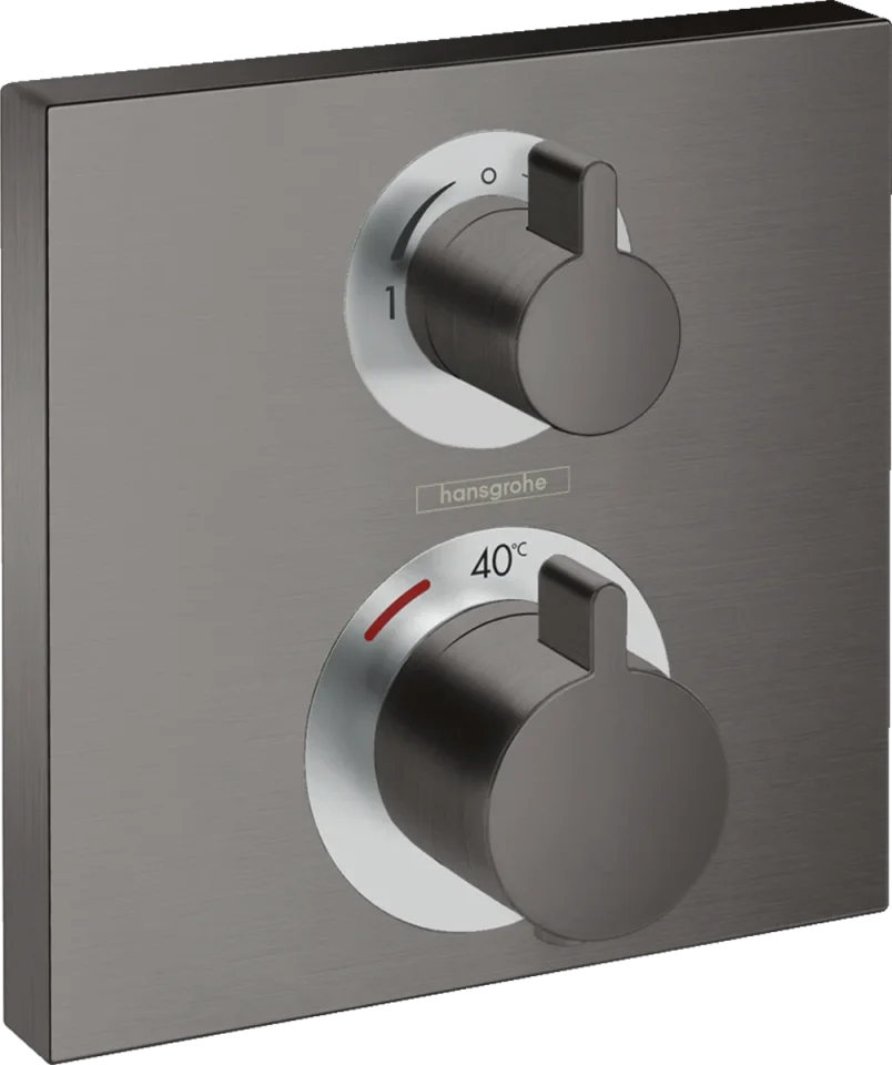 Hansgrohe Ecostat Square Thermostatic Shower Mixer Concealed 217 X 180 X 132mm Gunmetal/chrome - Brushed detail view - Image 2