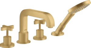 Axor Citterio 4-hole Tile Mounted Bath Mixer With Cross Handles And Escutcheons Gold Brushed