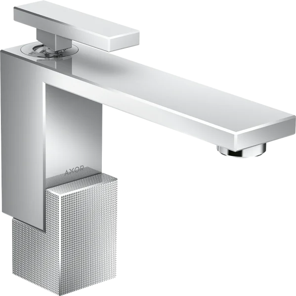 Axor Edge Single Lever Basin Mixer 130 With Push-open Waste - Diamond Cut Chrome