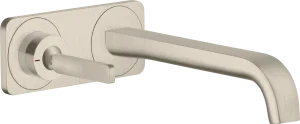 Axor Citterio E Single Lever Basin Mixer Wall-mounted With Pin Handle, Spout 221 Mm And Plate Brushed Nickel