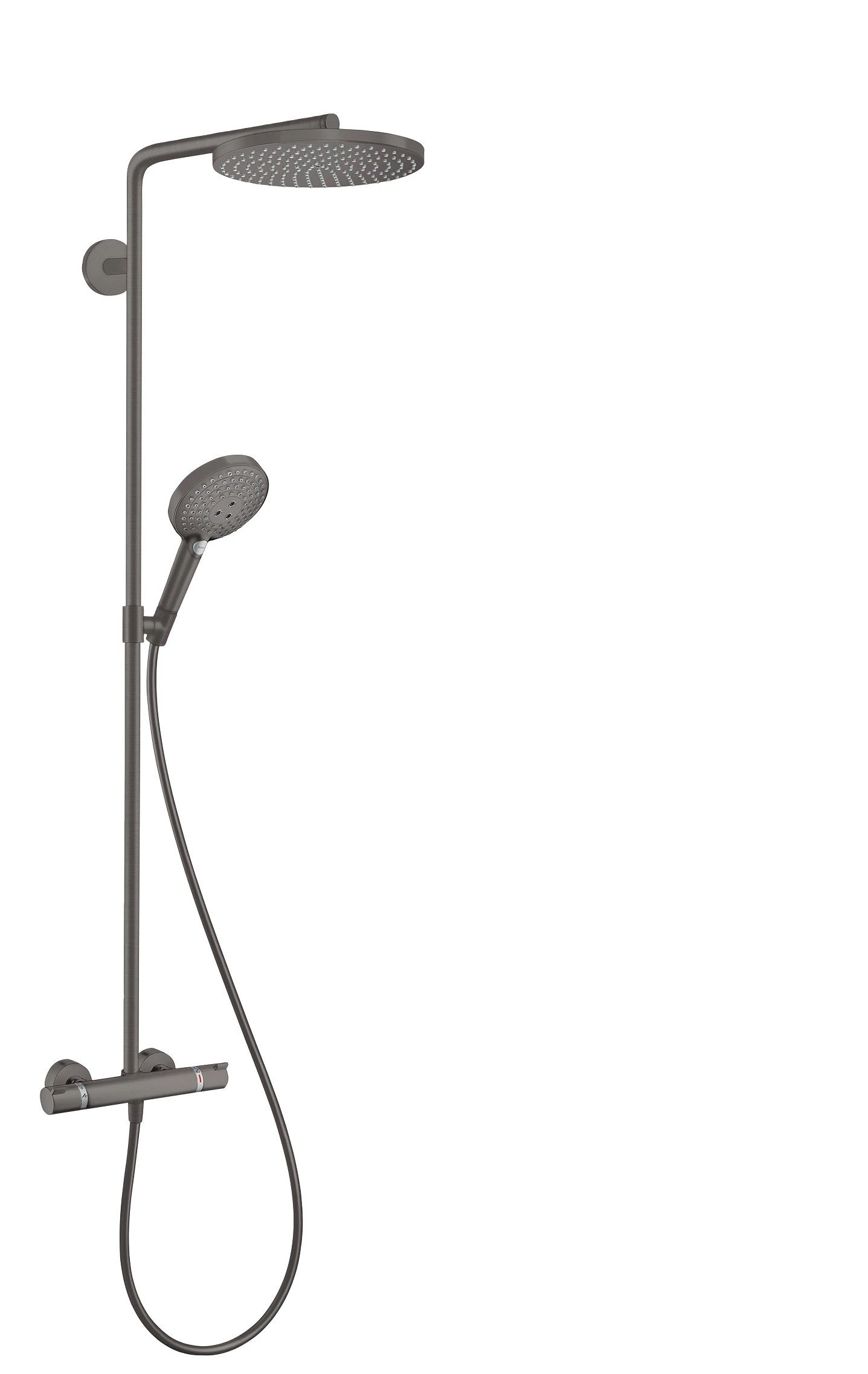 Hansgrohe Raindance Select S Showerpipe 240 1jet Powderrain With Thermostatic Shower Mixer Brushed Black Chrome
