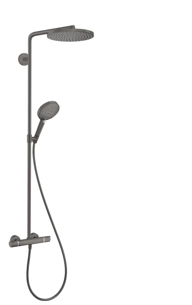 Hansgrohe Raindance Select S Showerpipe 240 1jet Powderrain With Thermostatic Shower Mixer Brushed Black Chrome