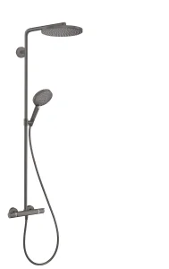 Hansgrohe Raindance Select S Showerpipe 240 1jet Powderrain With Thermostatic Shower Mixer Brushed Black Chrome