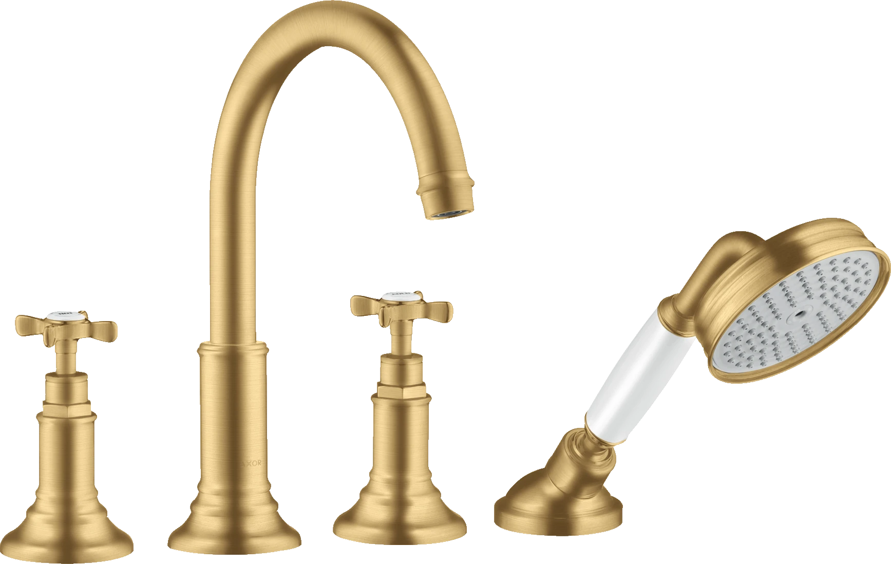Axor Montreux 4-hole Tile Mounted Bath Mixer With Cross Handles Gold Brushed