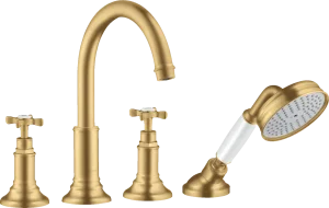 Axor Montreux 4-hole Tile Mounted Bath Mixer With Cross Handles Gold Brushed
