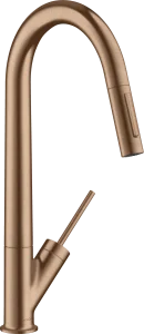 Axor Starck Single Lever Kitchen Mixer 270 With Pull-out Spray Brushed Red Gold