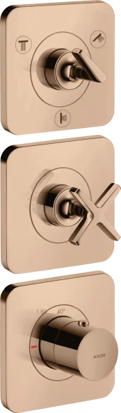 Axor Citterio E Thermostatic Module 380/120 For Concealed Installation For 3 Outlets With Escutcheons Polished Red Gold