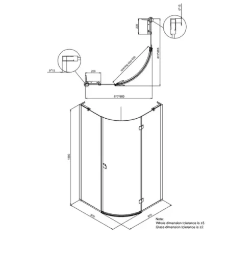 Crosswater Design 8 Quadrant Single Door 900 Silver detail view - Image 7