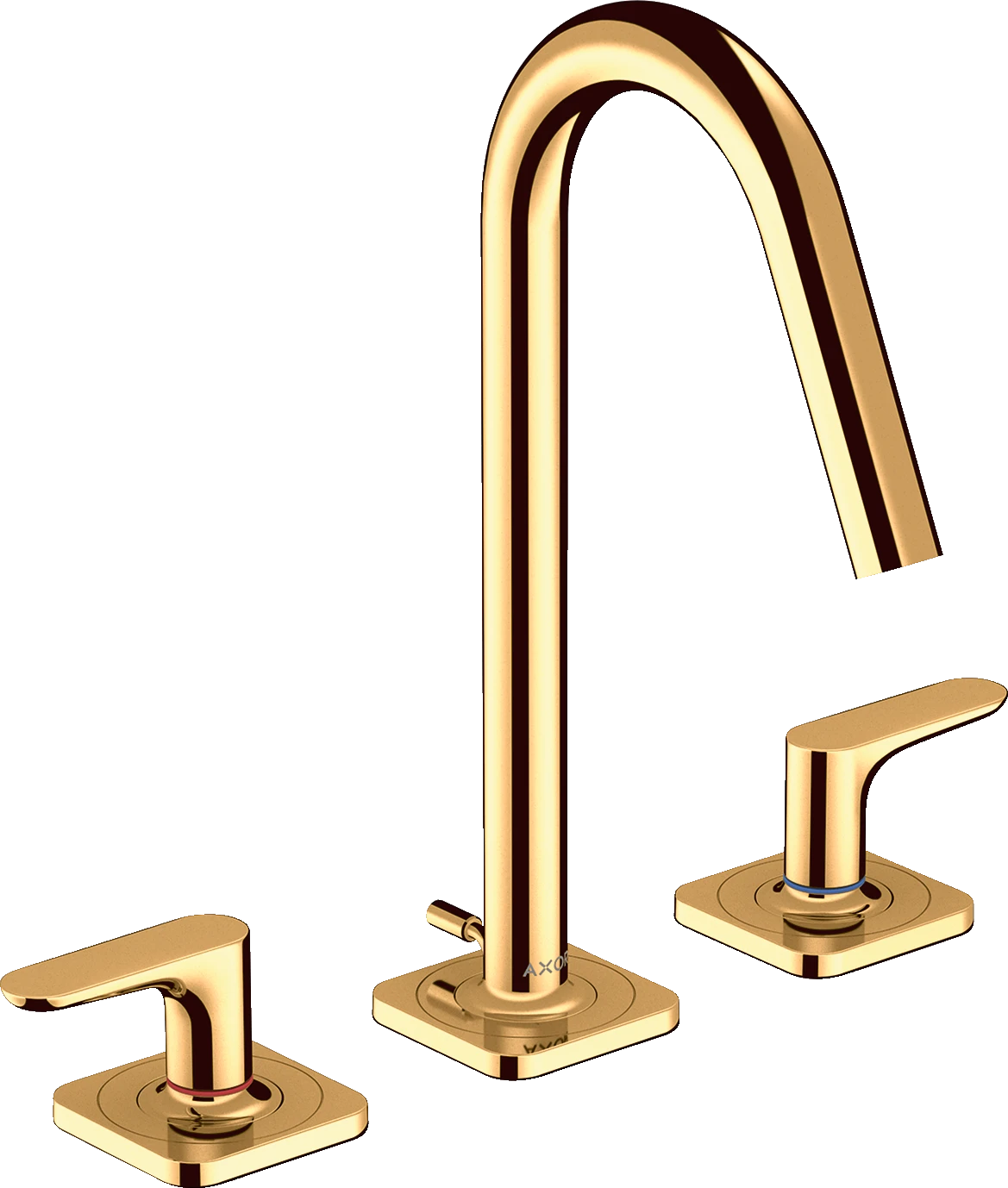 Axor Citterio M 3-hole Basin Mixer 160 With Lever Handles, Escutcheons And Pop-up Waste Gold Polished