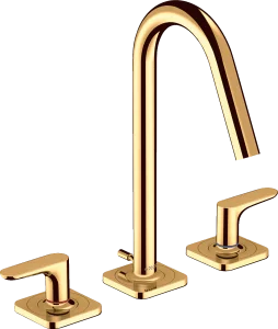 Axor Citterio M 3-hole Basin Mixer 160 With Lever Handles, Escutcheons And Pop-up Waste Gold Polished