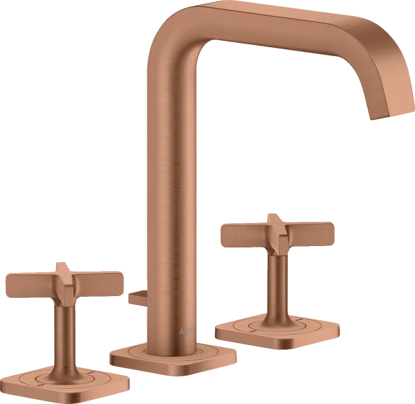 Axor Citterio E 3-hole Basin Mixer 170 With Escutcheons And Pop-up Waste Brushed Red Gold