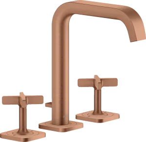 Axor Citterio E 3-hole Basin Mixer 170 With Escutcheons And Pop-up Waste Brushed Red Gold