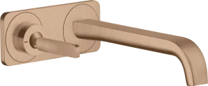Axor Citterio E Single Lever Basin Mixer Wall-mounted With Pin Handle, Spout 221 Mm And Plate Brushed Red Gold