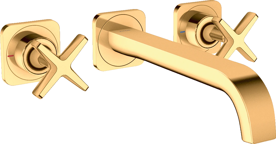 Axor Citterio E 3-hole Basin Mixer For Concealed Installation Wall-mounted With Spout 220 Mm And Escutcheons Gold Polished