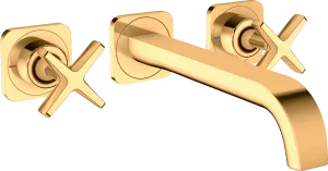 Axor Citterio E 3-hole Basin Mixer For Concealed Installation Wall-mounted With Spout 220 Mm And Escutcheons Gold Polished