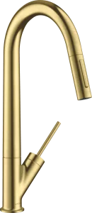 Axor Starck Single Lever Kitchen Mixer 270 With Pull-out Spray Brushed Brass
