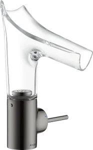 Axor Starck V Single Lever Basin Mixer 140 With Glass Spout Without Waste Polished Black Chrome