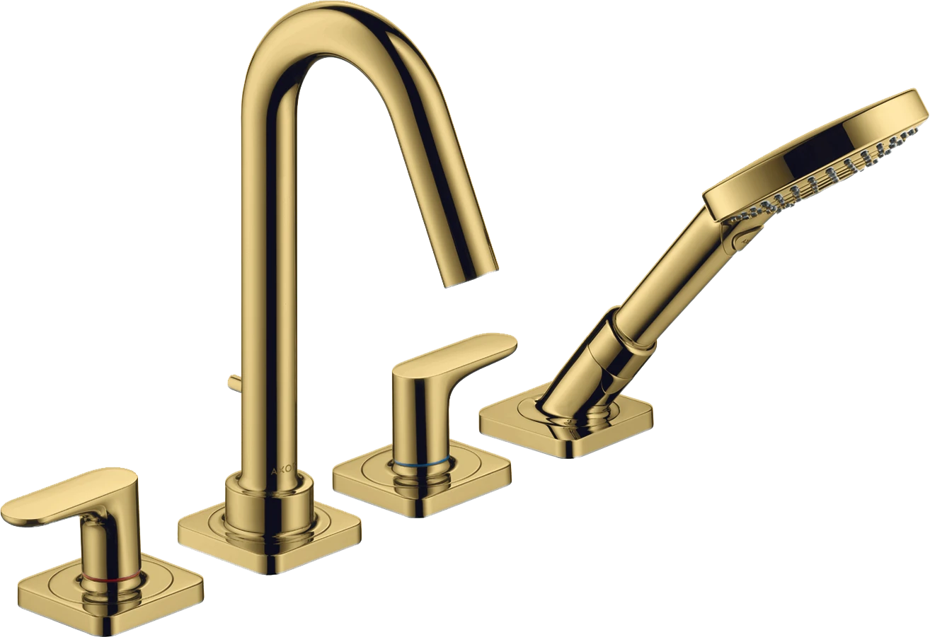 Axor Citterio M 4-hole Rim-mounted Bath Mixer With Lever Handles And Escutcheons Gold Polished
