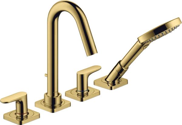 Axor Citterio M 4-hole Rim-mounted Bath Mixer With Lever Handles And Escutcheons Gold Polished