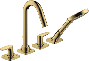 Axor Citterio M 4-hole Rim-mounted Bath Mixer With Lever Handles And Escutcheons Gold Polished