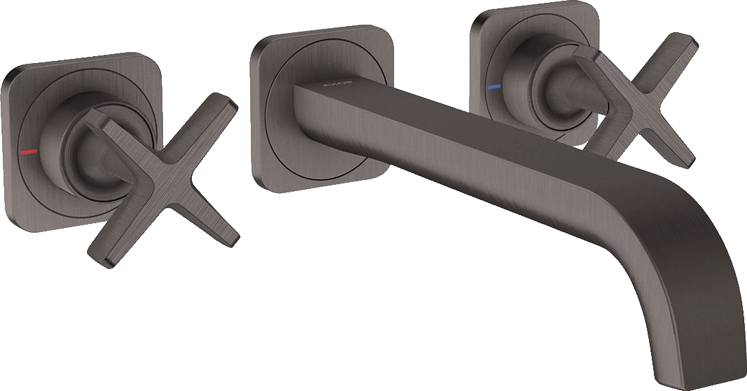 Axor Citterio E 3-hole Basin Mixer For Concealed Installation Wall-mounted With Spout 220 Mm And Escutcheons Brushed Black Chrome
