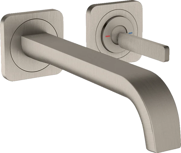 Axor Citterio E Single Lever Basin Mixer Wall-mounted With Pin Handle, Spout 221 Mm And Escutcheons Stainless Steel