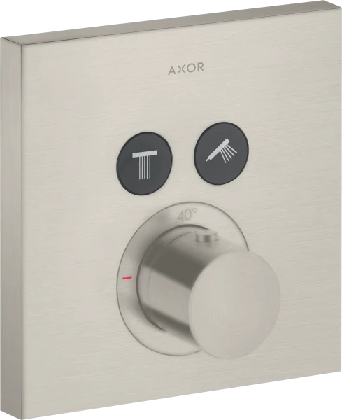 Axor Showersolutions Thermostatic Mixer Square For Concealed Installation For 2 Outlets Stainless Steel