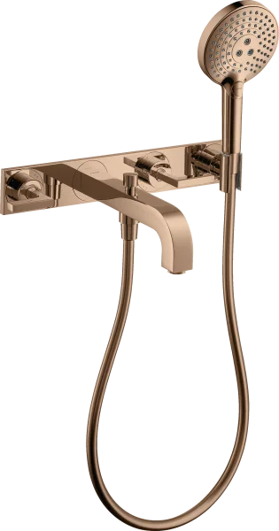 Axor Citterio 3-hole Bath Mixer For Concealed Installation Wall-mounted With Lever Handles And Plate Polished Red Gold