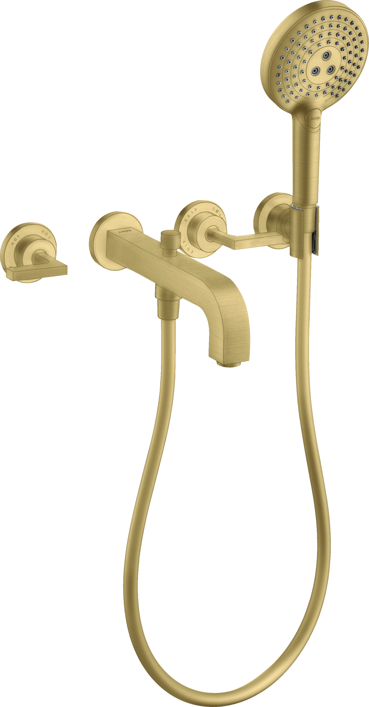 Axor Citterio 3-hole Bath Mixer For Concealed Installation Wall-mounted With Lever Handles And Escutcheons Brushed Brass