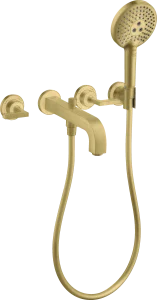 Axor Citterio 3-hole Bath Mixer For Concealed Installation Wall-mounted With Lever Handles And Escutcheons Brushed Brass