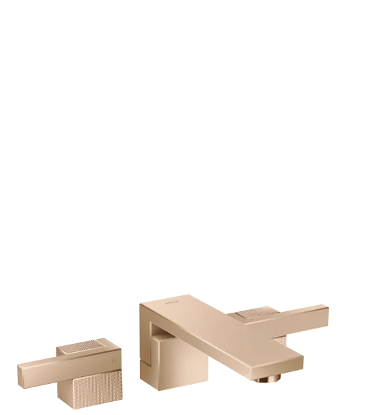 Axor Edge 3-hole Basin Mixer Wall-mounted 190 Mm And Push-open Waste Set - Diamond Cut Polished Red Gold