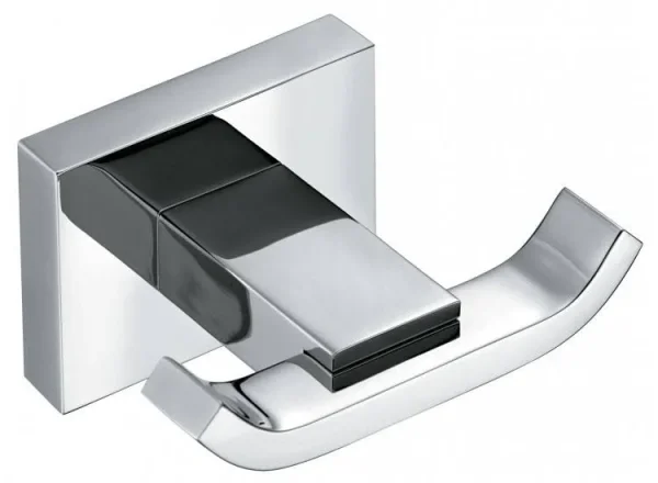 Vado Level Double Robe Hook Wall Mounted Chrome detail view - Image 2
