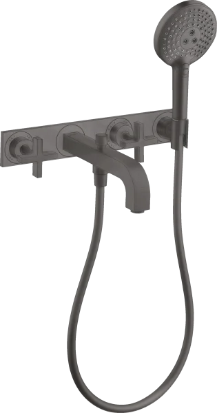 Axor Citterio 3-hole Bath Mixer For Concealed Installation Wall-mounted With Cross Handles And Plate Brushed Black Chrome