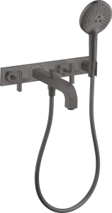 Axor Citterio 3-hole Bath Mixer For Concealed Installation Wall-mounted With Cross Handles And Plate Brushed Black Chrome