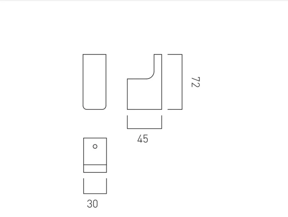Vado Individual Shama Robe Hook Brushed Black technical drawing - Image 2
