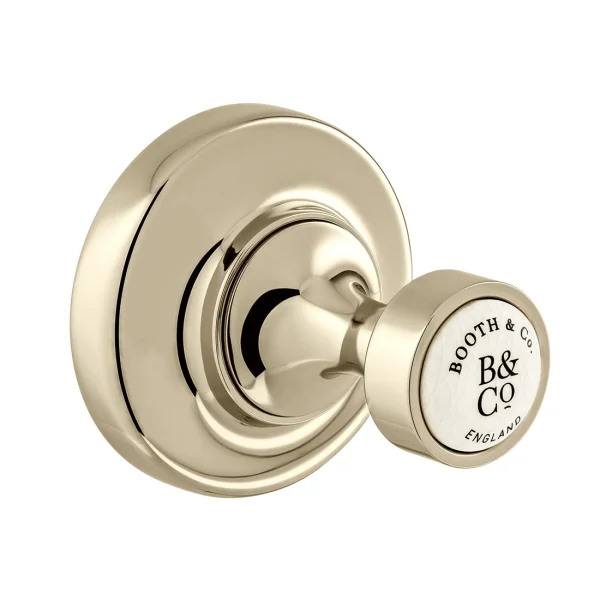 Booth & Co. Robe Hook Bright Nickel & Crackled White
