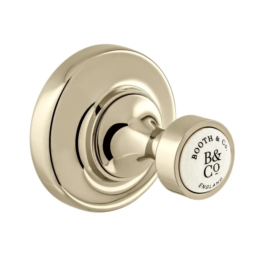 Booth & Co. Robe Hook Bright Nickel & Crackled White product image - Image 1