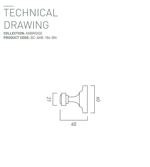 Booth & Co. Robe Hook Bright Nickel & Crackled White technical drawing - Image 2