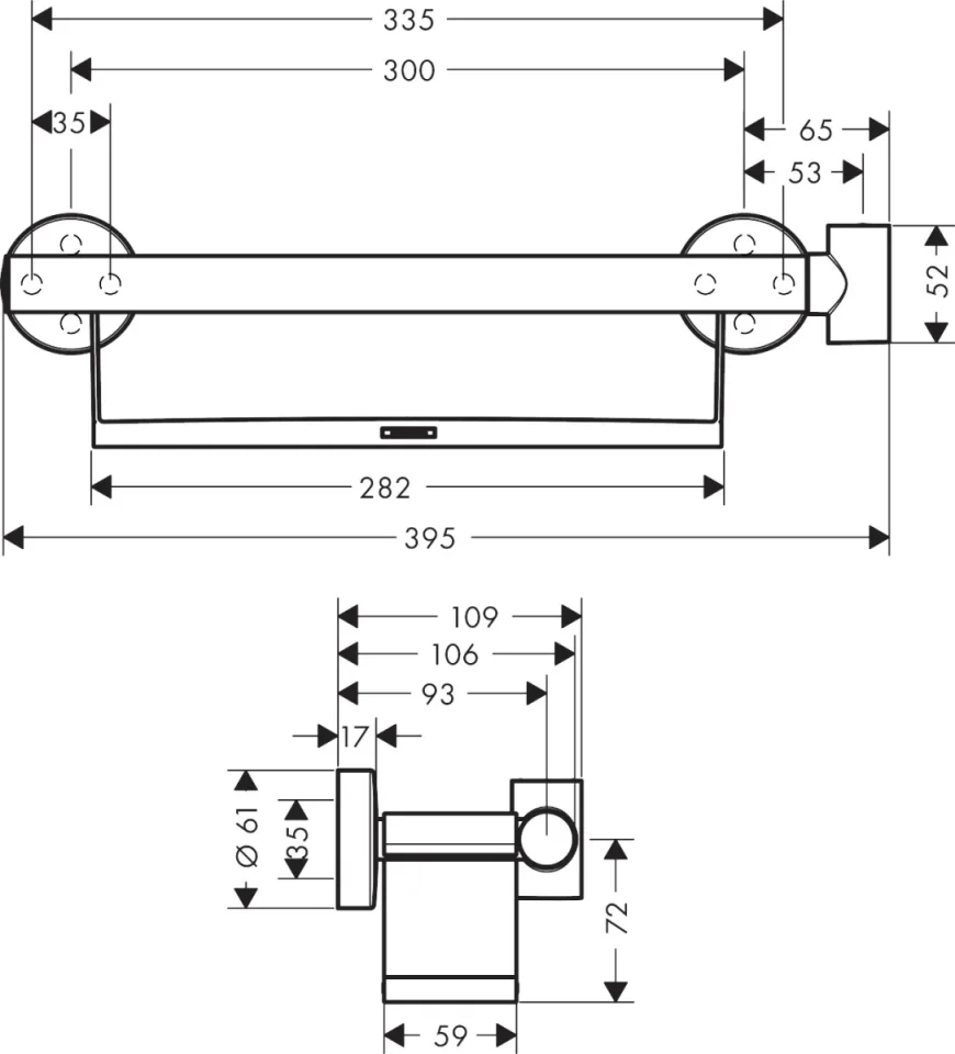 Hansgrohe Unica Shower Support 429 X 195 X 74mm White/chrome detail view - Image 2